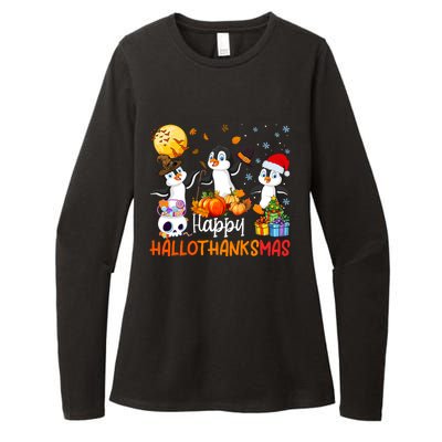 Penguin Lover Halloween Merry Christmas Happy Hallothanksmas Womens CVC Long Sleeve Shirt