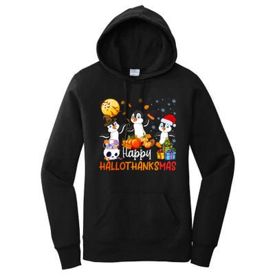 Penguin Lover Halloween Merry Christmas Happy Hallothanksmas Women's Pullover Hoodie