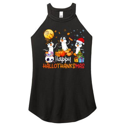 Penguin Lover Halloween Merry Christmas Happy Hallothanksmas Women's Perfect Tri Rocker Tank