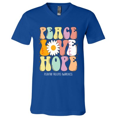 Peace Love Hope Plantar Fasciitis Awareness Gift V-Neck T-Shirt