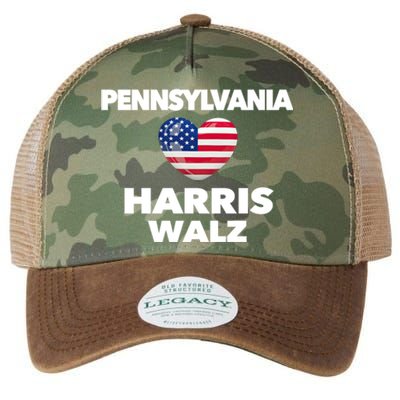 Pennsylvania Loves Harris Walz America Usa Election Pa Gift Legacy Tie Dye Trucker Hat