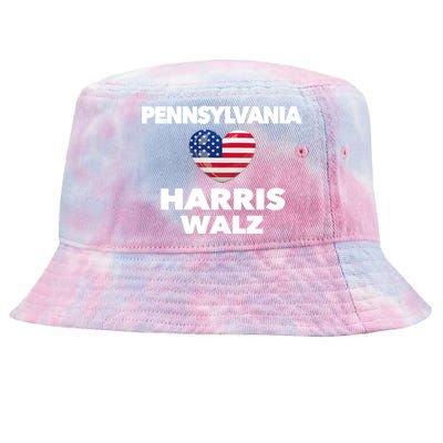 Pennsylvania Loves Harris Walz America Usa Election Pa Gift Tie-Dyed Bucket Hat