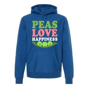 Peas Love Happiness Funny Veganism Veggie Funny Gift Premium Hoodie