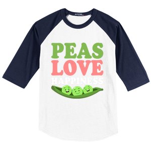 Peas Love Happiness Funny Veganism Veggie Funny Gift Baseball Sleeve Shirt