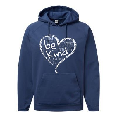 Peace Love Hope Kindness Heart No Bullying Unity Day Orange Performance Fleece Hoodie