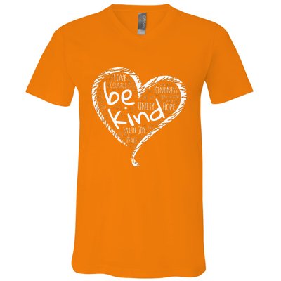 Peace Love Hope Kindness Heart No Bullying Unity Day Orange V-Neck T-Shirt