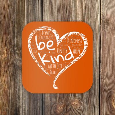 Peace Love Hope Kindness Heart No Bullying Unity Day Orange Coaster