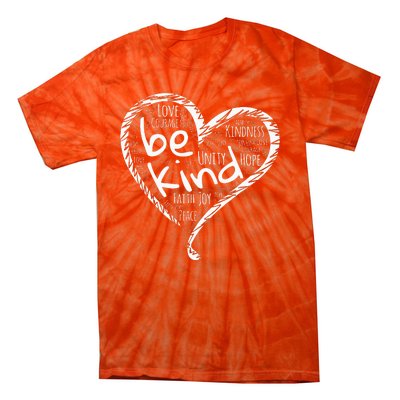 Peace Love Hope Kindness Heart No Bullying Unity Day Orange Tie-Dye T-Shirt