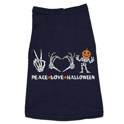 Peace Love Halloween Happy Halloween Pumpkin Skeleton Hands Doggie Tank