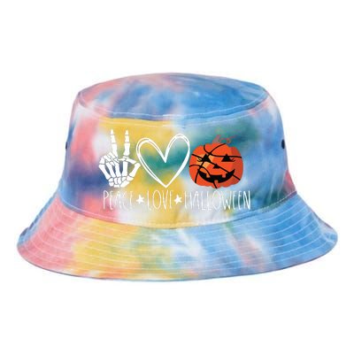 Peace Love Halloween Pumpkin Basketball For Girl Women Tie Dye Newport Bucket Hat