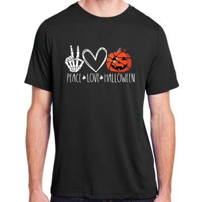 Peace Love Halloween Pumpkin Basketball For Girl Women Adult ChromaSoft Performance T-Shirt