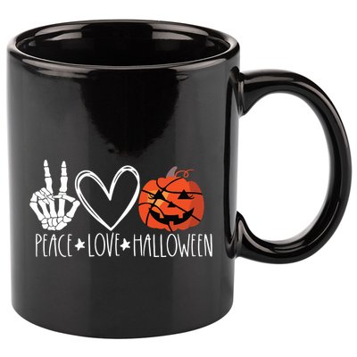 Peace Love Halloween Pumpkin Basketball For Girl Women 11oz C Handle Ceramic Mug