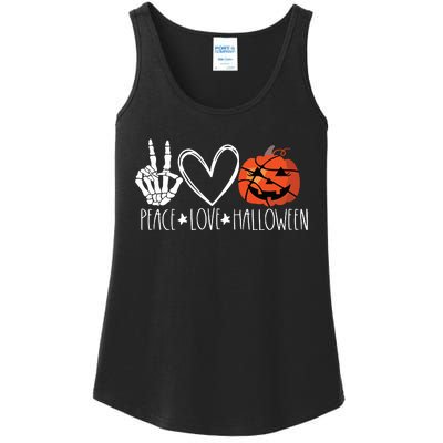 Peace Love Halloween Pumpkin Basketball For Girl Women Ladies Essential Tank