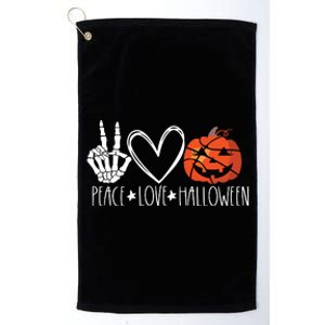 Peace Love Halloween Pumpkin Basketball For Girl Women Platinum Collection Golf Towel