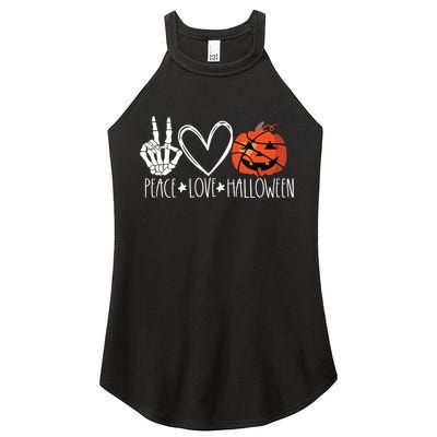 Peace Love Halloween Pumpkin Basketball For Girl Women Women's Perfect Tri Rocker Tank