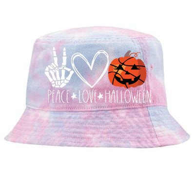 Peace Love Halloween Pumpkin Basketball For Girl Women Tie-Dyed Bucket Hat