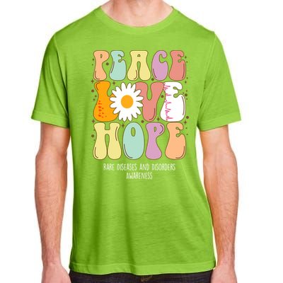 Peace Love Hope Rare Diseases And Disorders Awareness Gift Funny Gift Adult ChromaSoft Performance T-Shirt