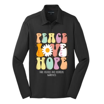 Peace Love Hope Rare Diseases And Disorders Awareness Gift Funny Gift Silk Touch Performance Long Sleeve Polo