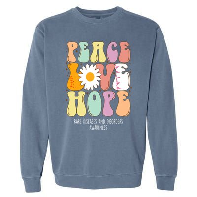 Peace Love Hope Rare Diseases And Disorders Awareness Gift Funny Gift Garment-Dyed Sweatshirt