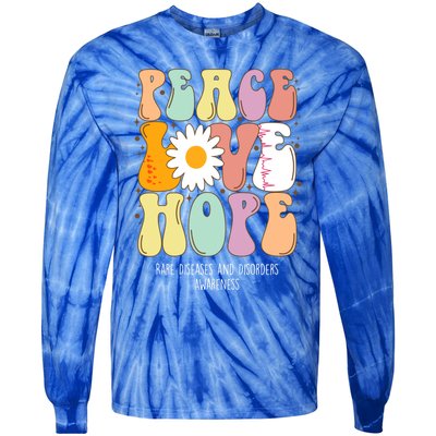 Peace Love Hope Rare Diseases And Disorders Awareness Gift Funny Gift Tie-Dye Long Sleeve Shirt