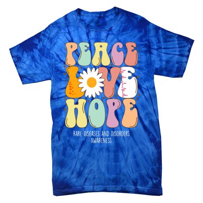 Peace Love Hope Rare Diseases And Disorders Awareness Gift Funny Gift Tie-Dye T-Shirt