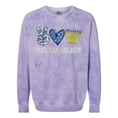 Peace Love Hanukkah Vintage Chanukah Jewish Colorblast Crewneck Sweatshirt