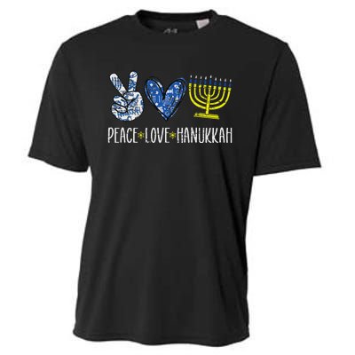 Peace Love Hanukkah Vintage Chanukah Jewish Cooling Performance Crew T-Shirt