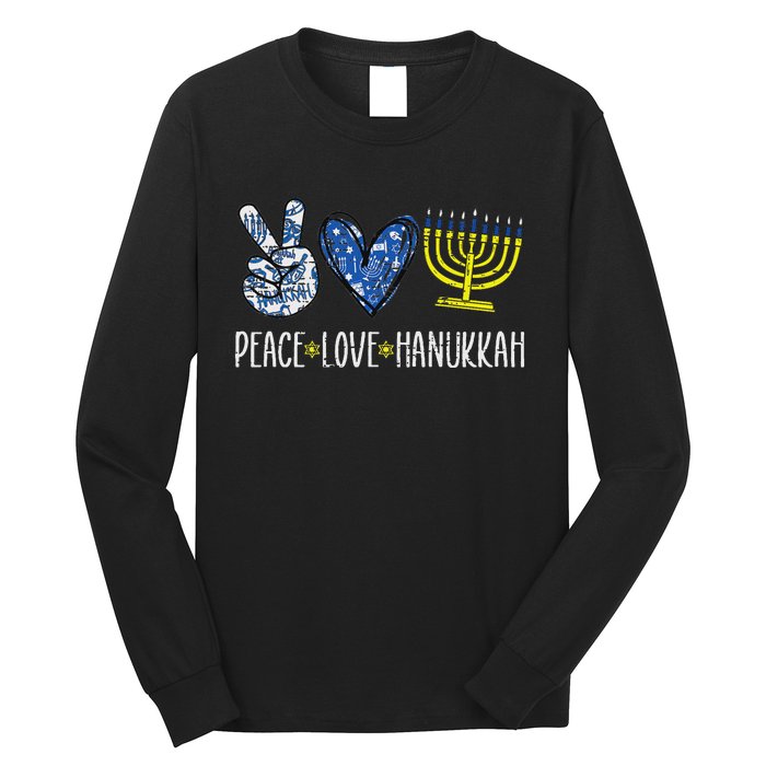 Peace Love Hanukkah Vintage Chanukah Jewish Long Sleeve Shirt