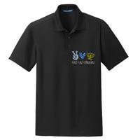 Peace Love Hanukkah Vintage Chanukah Jewish Dry Zone Grid Polo