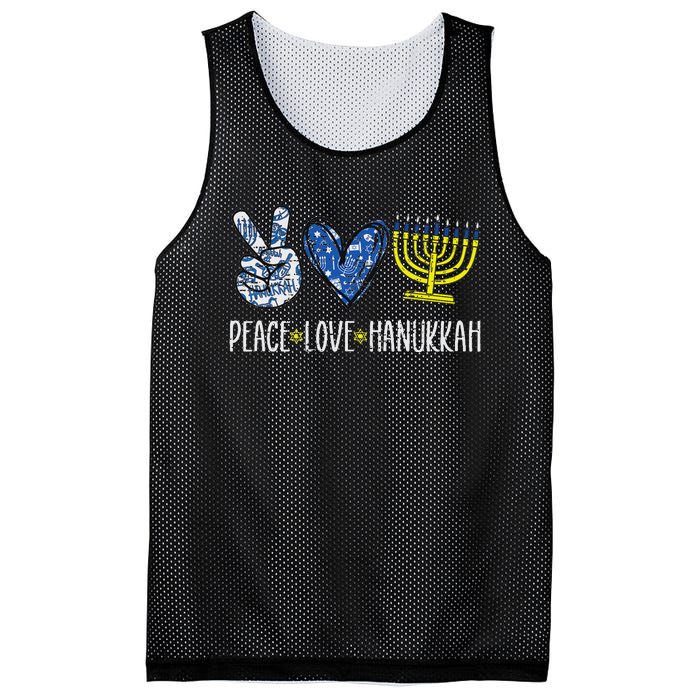 Peace Love Hanukkah Vintage Chanukah Jewish Mesh Reversible Basketball Jersey Tank