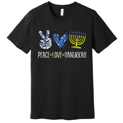 Peace Love Hanukkah Vintage Chanukah Jewish Premium T-Shirt