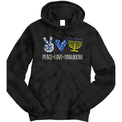 Peace Love Hanukkah Vintage Chanukah Jewish Tie Dye Hoodie