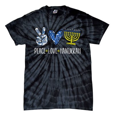 Peace Love Hanukkah Vintage Chanukah Jewish Tie-Dye T-Shirt