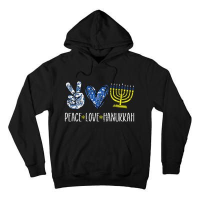 Peace Love Hanukkah Vintage Chanukah Jewish Tall Hoodie