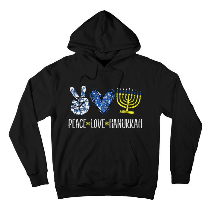 Peace Love Hanukkah Vintage Chanukah Jewish Tall Hoodie