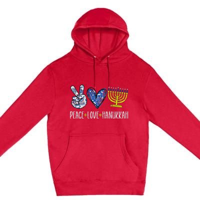 Peace Love Hanukkah Vintage Chanukah Jewish Premium Pullover Hoodie