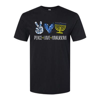 Peace Love Hanukkah Vintage Chanukah Jewish Softstyle CVC T-Shirt