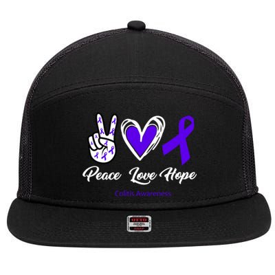 Peace Love Hope Colitis Awareness 7 Panel Mesh Trucker Snapback Hat