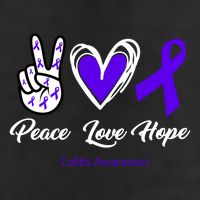 Peace Love Hope Colitis Awareness 7 Panel Mesh Trucker Snapback Hat
