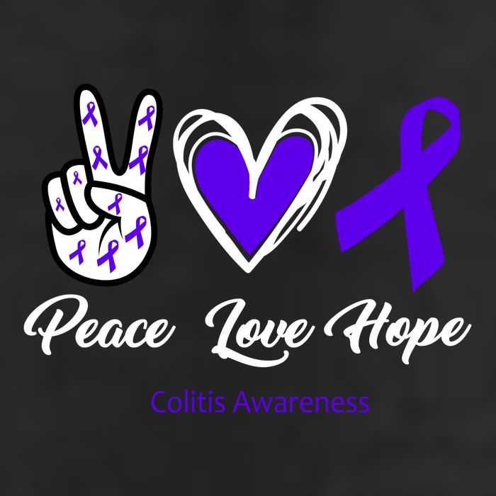 Peace Love Hope Colitis Awareness 7 Panel Mesh Trucker Snapback Hat