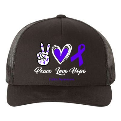 Peace Love Hope Colitis Awareness Yupoong Adult 5-Panel Trucker Hat