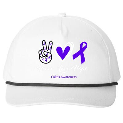 Peace Love Hope Colitis Awareness Snapback Five-Panel Rope Hat