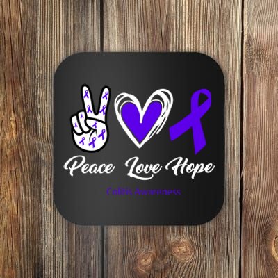 Peace Love Hope Colitis Awareness Coaster