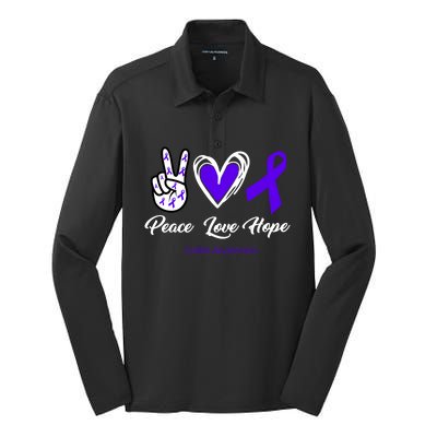 Peace Love Hope Colitis Awareness Silk Touch Performance Long Sleeve Polo