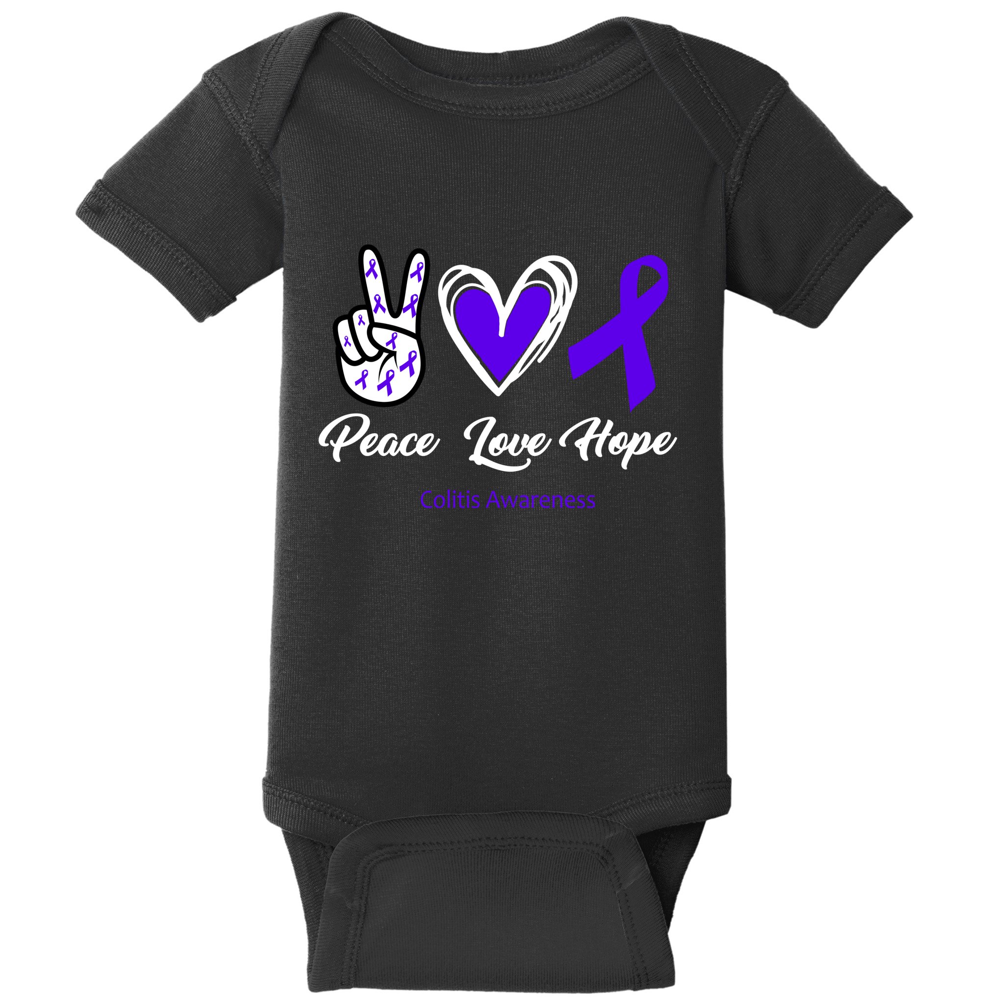 Peace Love Hope Colitis Awareness Baby Bodysuit
