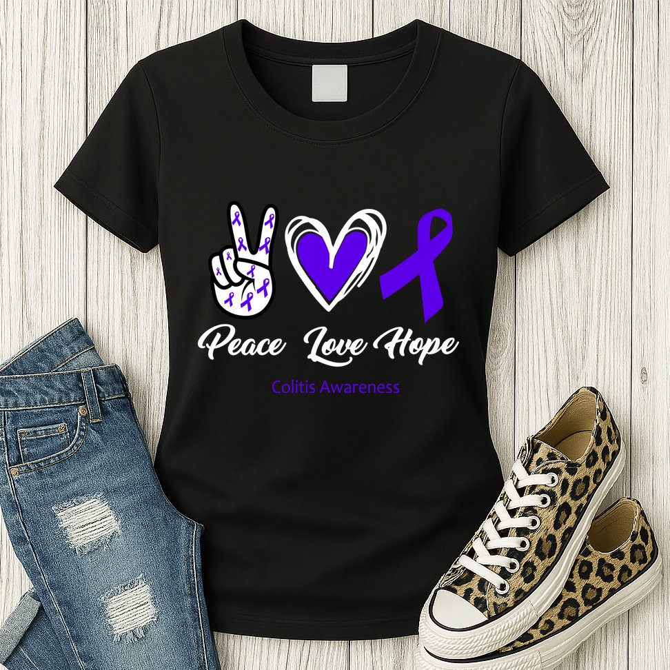 Peace Love Hope Colitis Awareness Womens T-Shirt