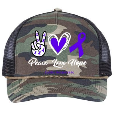 Peace Love Hope Colitis Awareness Retro Rope Trucker Hat Cap