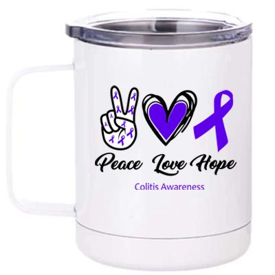 Peace Love Hope Colitis Awareness 12 oz Stainless Steel Tumbler Cup