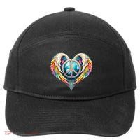 Peace Love Heart Angel And Earth In Rainbow Colors Gift 7-Panel Snapback Hat