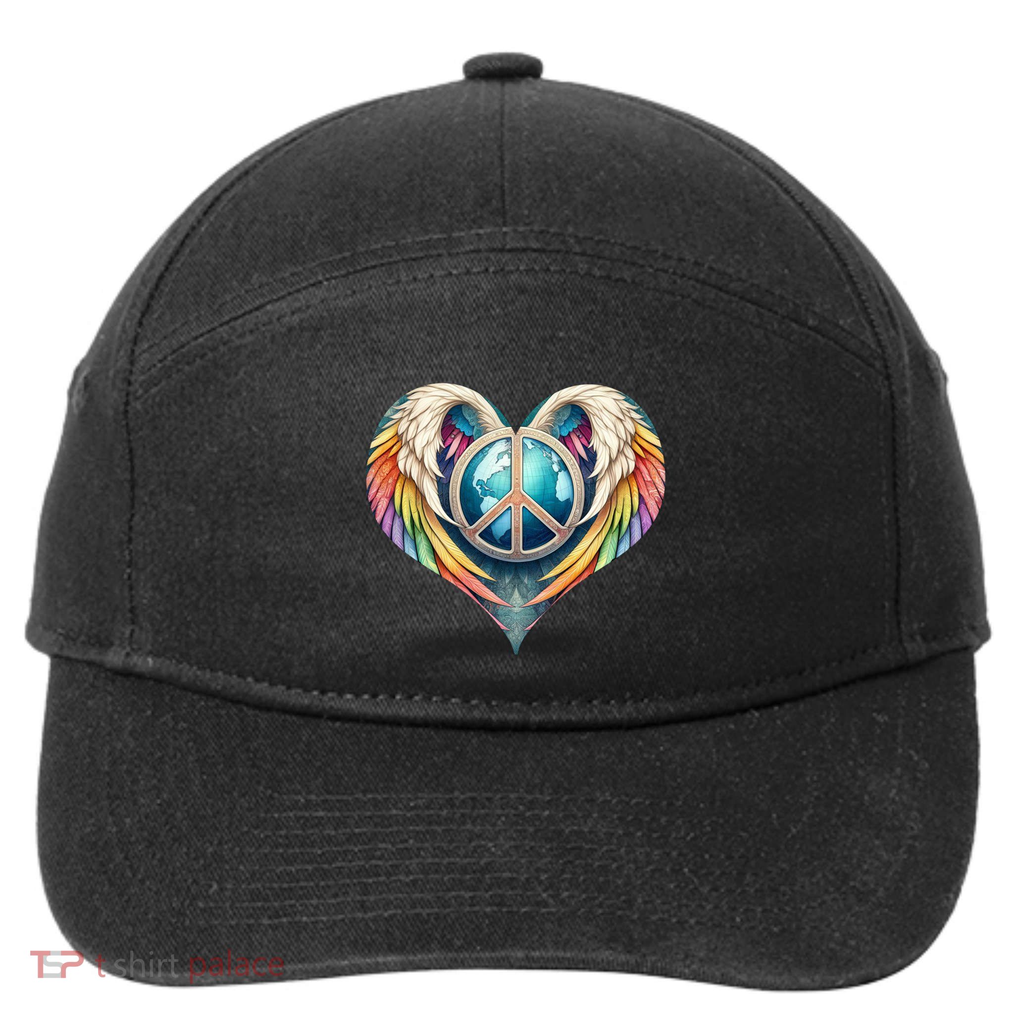 Peace Love Heart Angel And Earth In Rainbow Colors Gift 7-Panel Snapback Hat